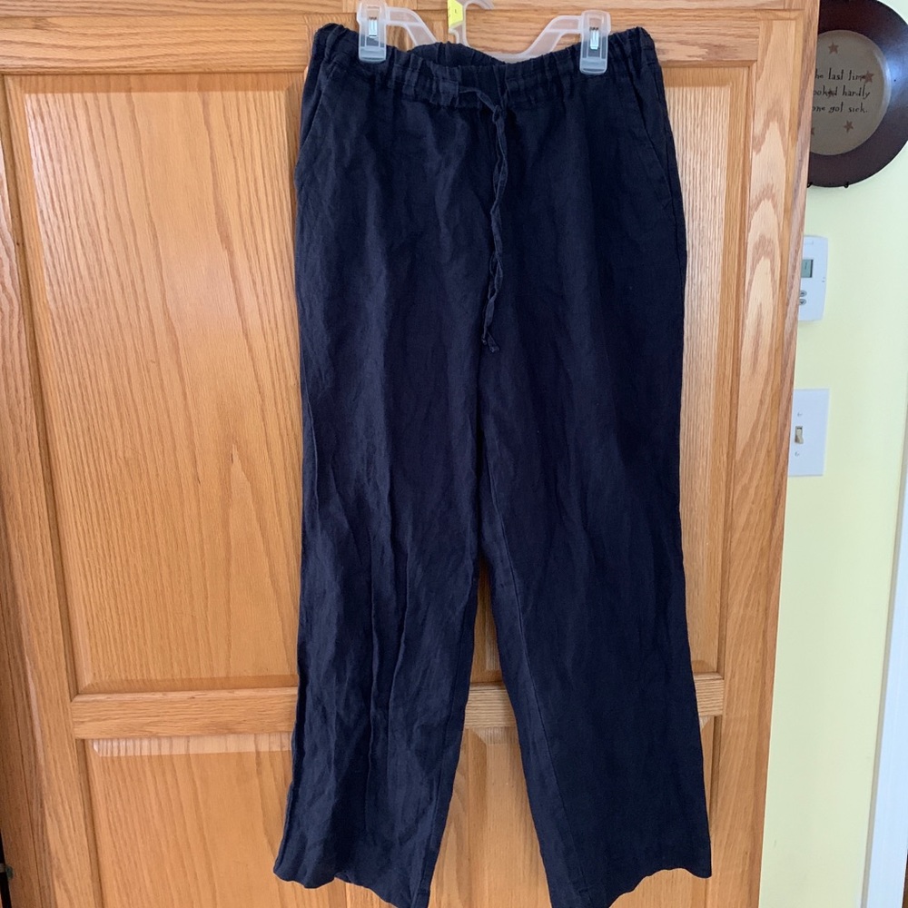 Charter club luxury 4 linen wide leg drawstring elastic waist pants Euc